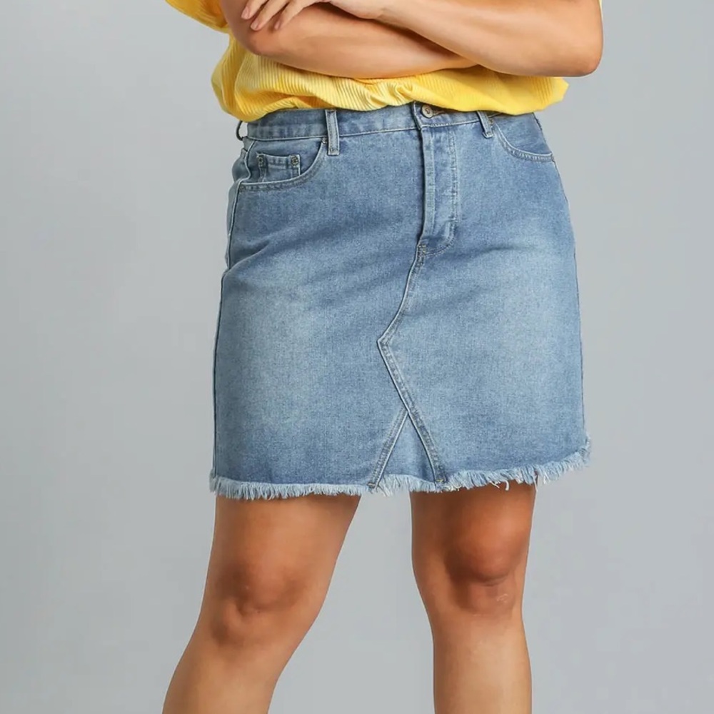 Umgee Women's Plus Size Denim Mini Skirt